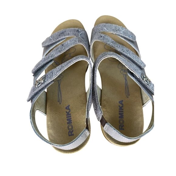 Romika Taupe Nevis 07 Leather Wedge Sandals Size 41/10 Cushioned Sole - Picture 9 of 11